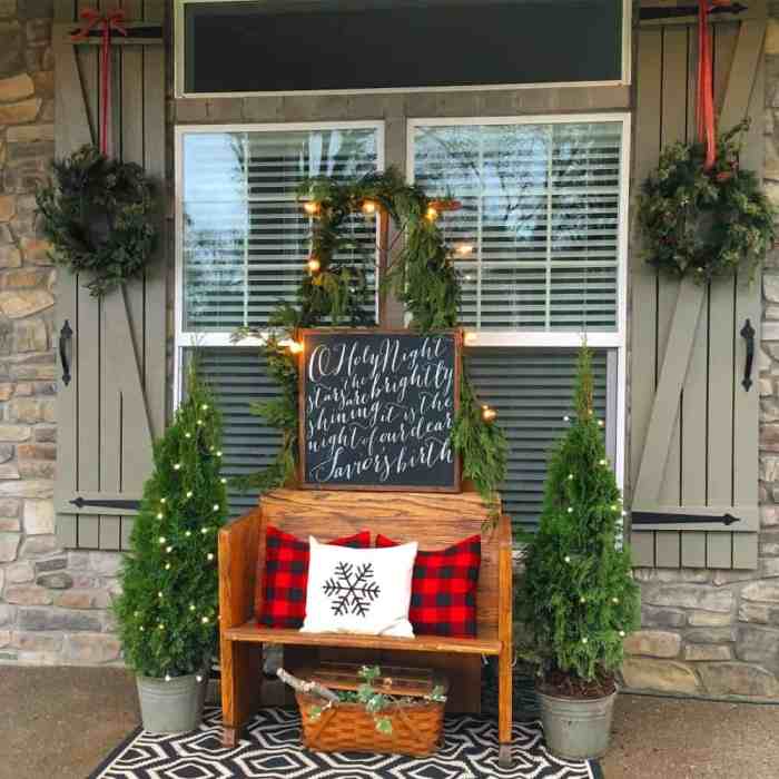 Christmas decor for outdoor bench