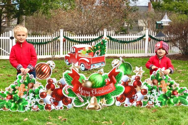 Red truck christmas decor outdoor