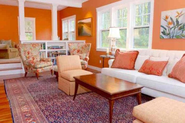 Living room orange decor