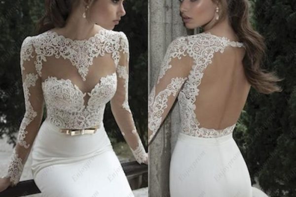 See thru lace wedding dress