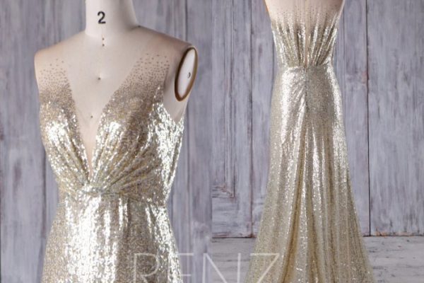 Silver and gold wedding dress