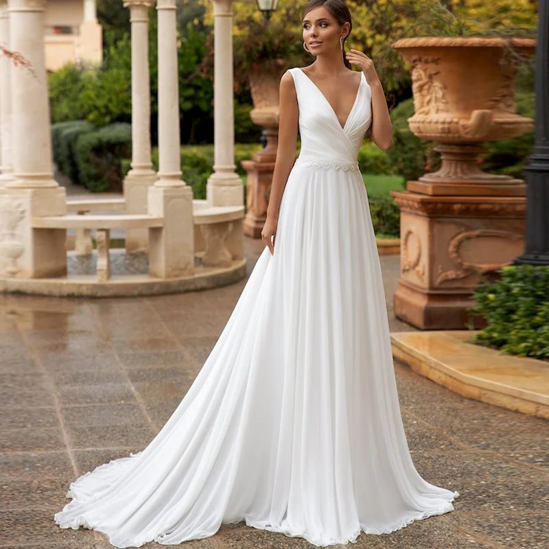 Simple wedding dress chiffon