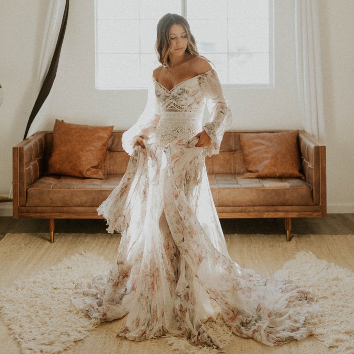 Red boho wedding dress