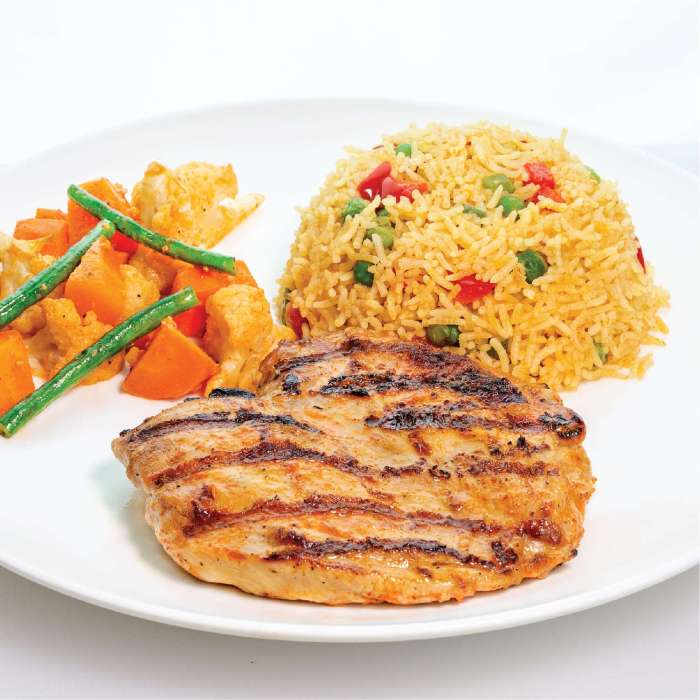 Premium steaks grilled chicken